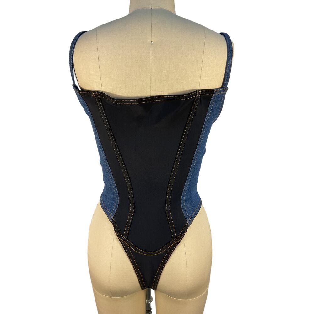 Mugler Structured Blue Corset Bodysuit Size 36 EU / US 4 - Picture 4 of 6